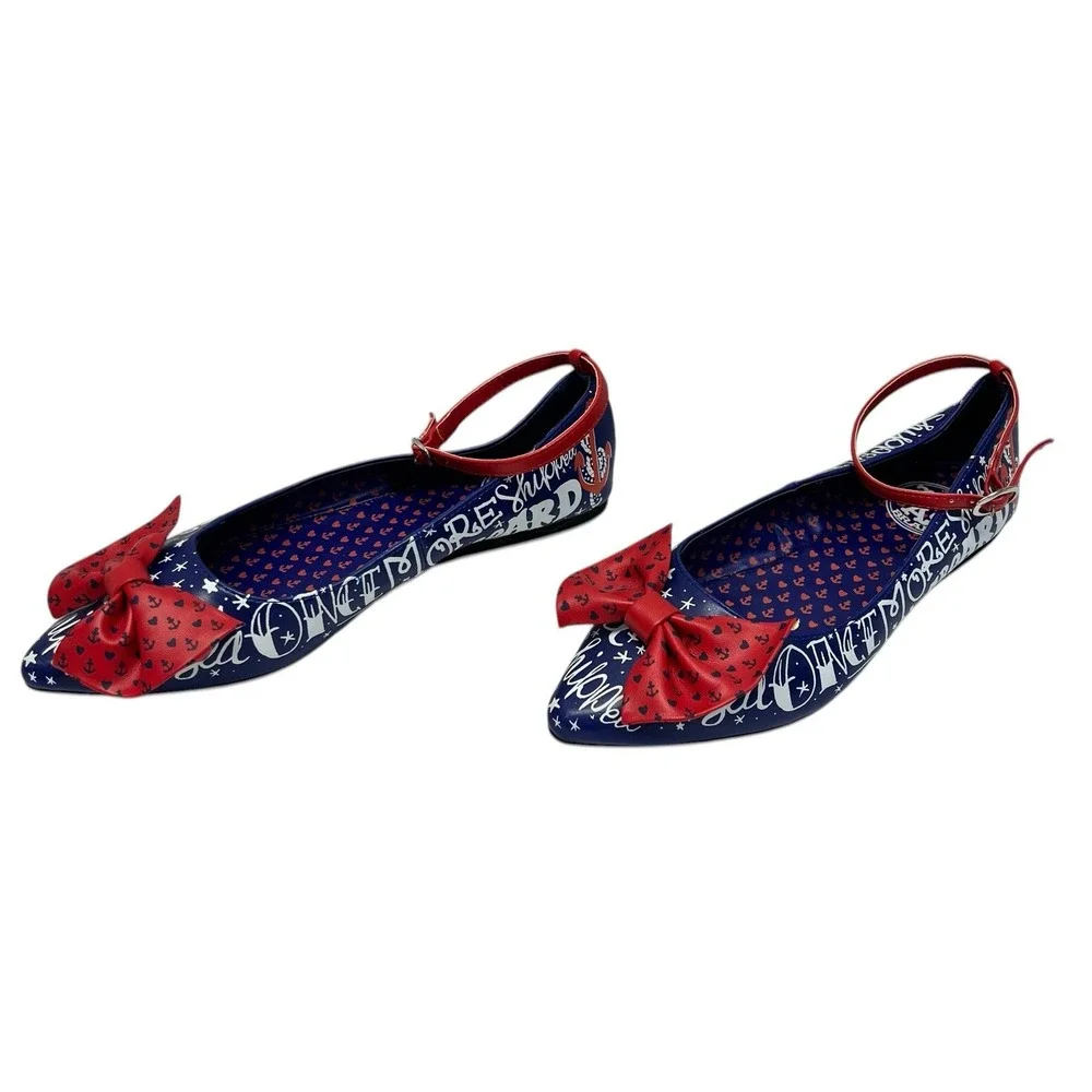 Too Fast shoes New Flats Sailor theme Red White and Blue Women Size 6  Excellent - Picture 2 of 14
